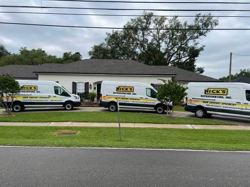 Vans in driveway